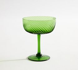 Green Swirl Coupe Glasses