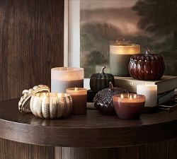Handcrafted Pumpkin Lidded Recycled Glass Candles - Harvest Spice