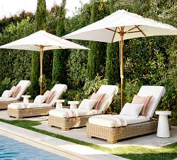 9' Round Outdoor Patio Umbrella &ndash; Teak Tilt Frame​