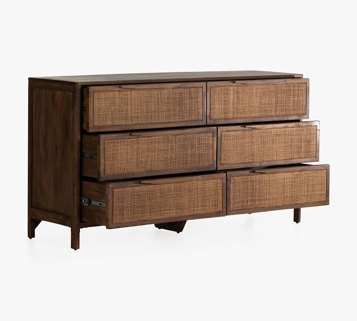 black dresser with cane webbing 59x15x26 in Oakham 6-Drawer Dresser, Deep Greige main image 0
