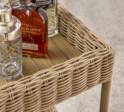 Huntington Wicker Outdoor Rolling Bar Cart (26")
