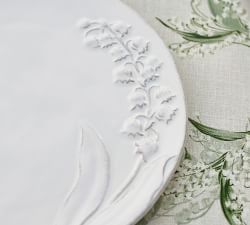 Monique Lhuillier Lily of the Valley Embossed Stoneware Salad Plates - Set of 4