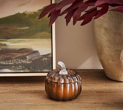 Handcrafted Pumpkin Lidded Recycled Glass Candles - Harvest Spice