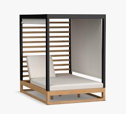 Malibu Metal &amp; Teak Outdoor Daybed with Canopy