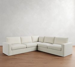Westwood Square Arm Slipcovered 3-Piece L-Shaped Sectional (117")