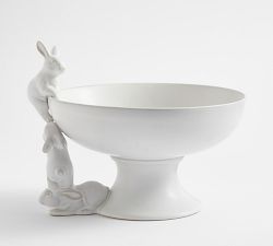 Rustic Bunny Stoneware Serving Bowl