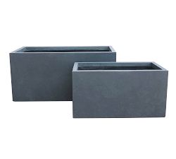 Lambert Lightweight Concrete Trough Planters, Set of 2