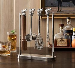 Figural Hound 4-Piece Bar Tool Set