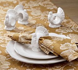 Figural Turkey Stoneware Napkin Rings - Set of 4
