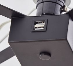 Neve Charge Wooden Shelf Floor Lamp with USB (64")