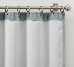 Custom Velvet Twill Blackout Curtain - Cloud Blue