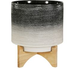 Ariana Ceramic Planters on Wooden Stand