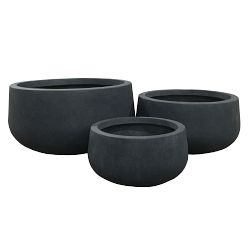 Lambert Lightweight Concrete Low Bowl Planters, Set of 3