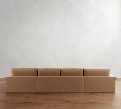Westwood Roll Arm Leather Double Chaise Sectional (178"&ndash;191")