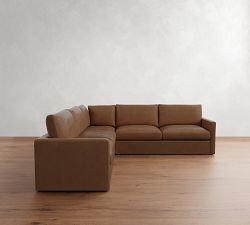 Westwood Slim Arm Leather 3-Piece L-Shaped Sectional (119")
