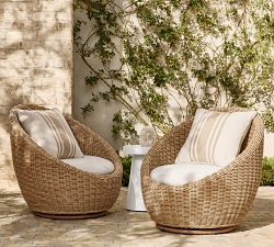 Huntington Petite Wicker Swivel Outdoor Papasan