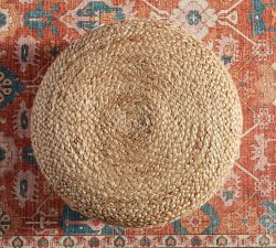 Round Hand Braided Jute Pouf