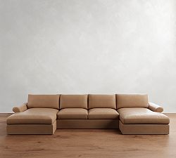 Westwood Roll Arm Leather Double Chaise Sectional (178"&ndash;191")