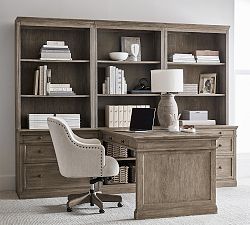 Livingston Peninsula Desk with 105" Bookcase Suite