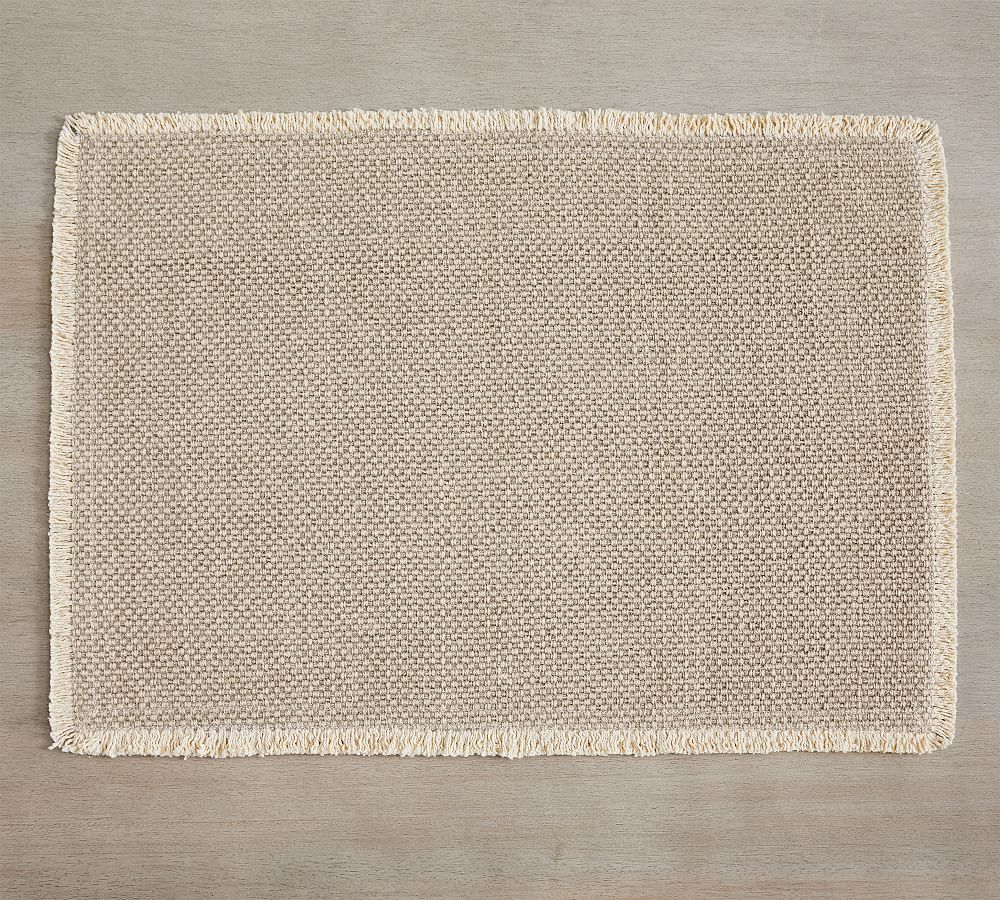 Mason Handwoven Cotton Fringe Placemats - Set of 4 - Set of 4 - Soft Gray