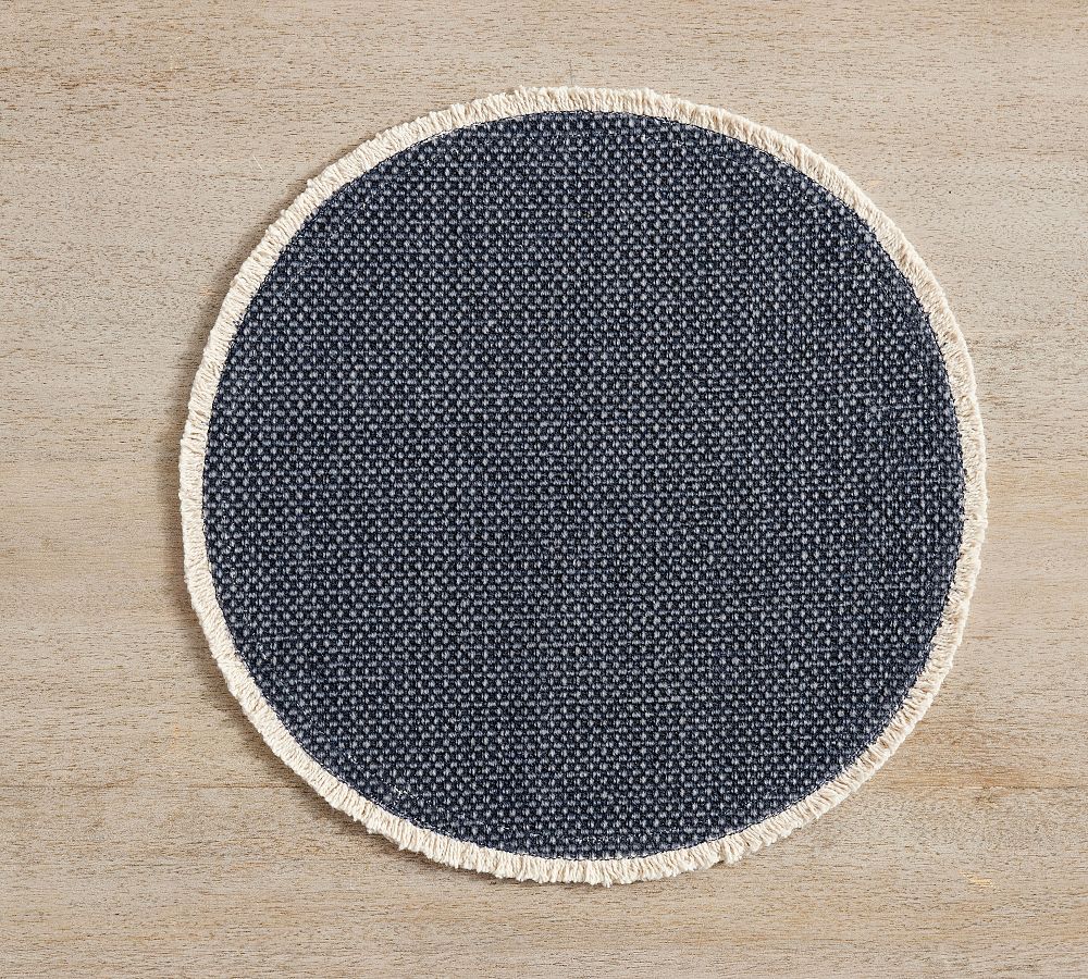 Mason Handwoven Cotton Fringe Round Placemats - Set of 4 - Set of 4 - Indigo