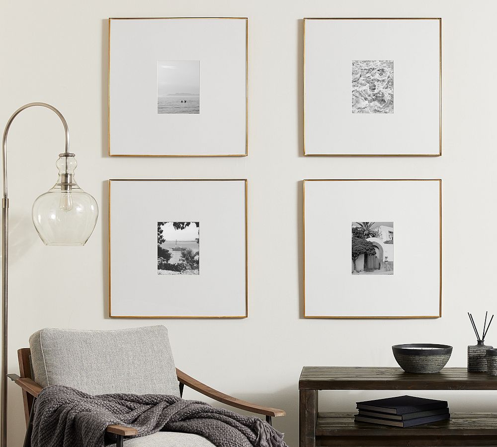 Stowe Modern Metal Frames - 25x25 - S/4, 25"x25" (8"x10" Opening) - Brass