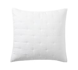 Open Box: European Flax Linen Waffle Comforter Quilted Sham, Euro, Set of 2 - White