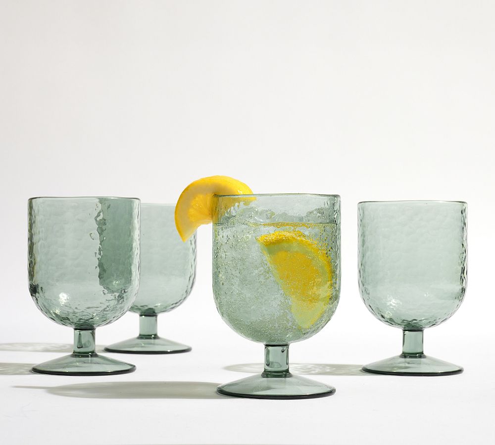 Hammered Outdoor Goblets - Set of 4 - Mist Blue