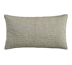 Open Box: Belgian Flax Linen Handcrafted Quilted Sham, King Set of 2 - Dark Green