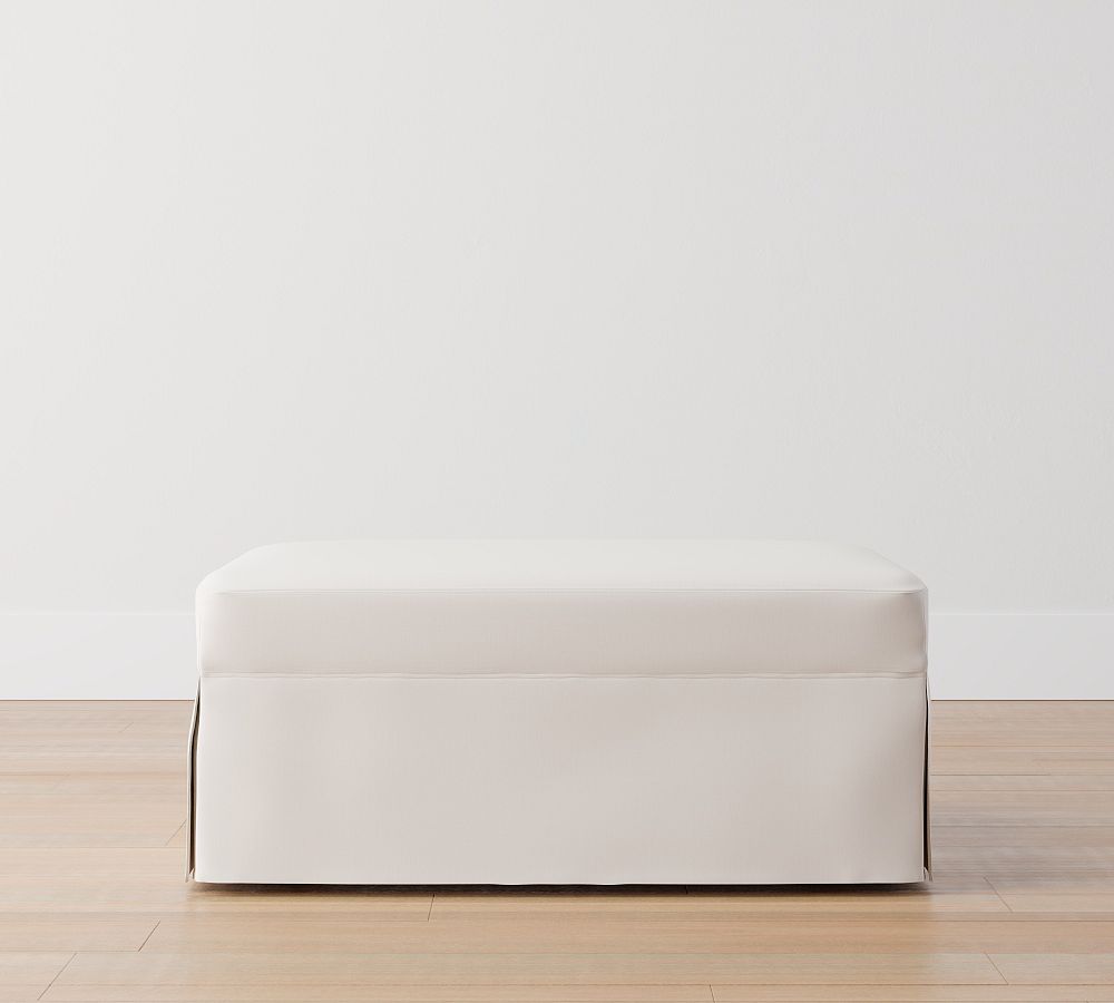 Pottery Barn: York Slipcovered Ottoman and a Half - Performance Textured Weave, White