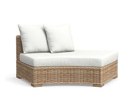 Huntington Sectional Cushion Cover Rounded Flip, High Performance Canvas; White