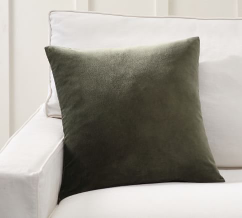 Everywhere Velvet Pillow Cover, Moss, 20