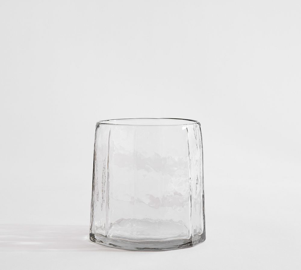 Hammered Café Recycled Hurricane Candle Holder - Large Votive, Clear