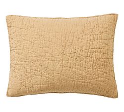 Open Box: Belgian Flax Linen Handcrafted Quilted Sham, Standard Set of 2 - Harvest Gold
