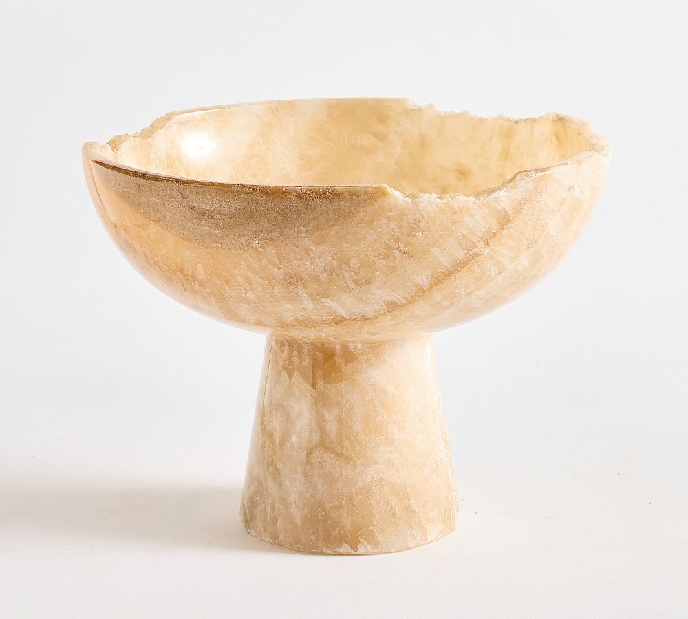 Onyx Stone Decorative Pedestal Bowl - Natural, Large