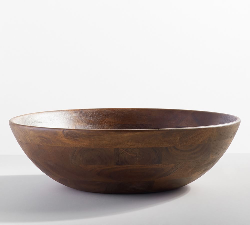 Chateau Wood Handcrafted Salad Bowls - XL 20" - Brown