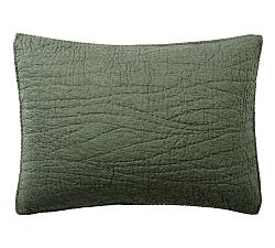 Open Box: Belgian Flax Linen Handcrafted Quilted Sham, Standard Set of 2 - Cypress