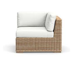 Huntington Outdoor Sectional Cushion Cover Corner Slope Arm, High Performance Canvas; White