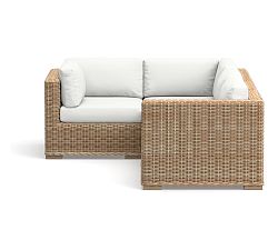 Huntington Square Arm Sectional 4pc - 1 Corner, 2 RA/LA, 1 Armless Chair, HP Canvas; White