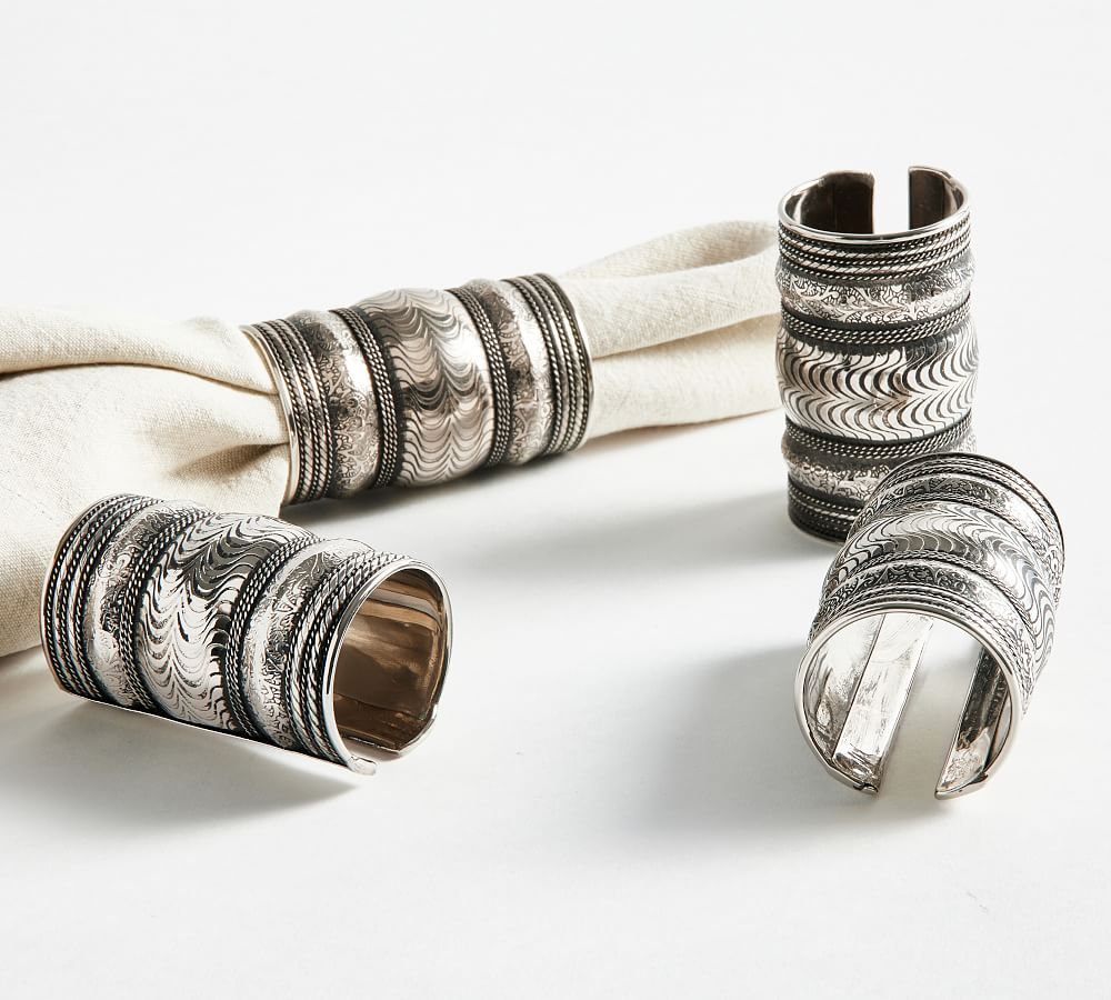 Etched Bangle Napkin Rings - Set of 4 - Set of 4
