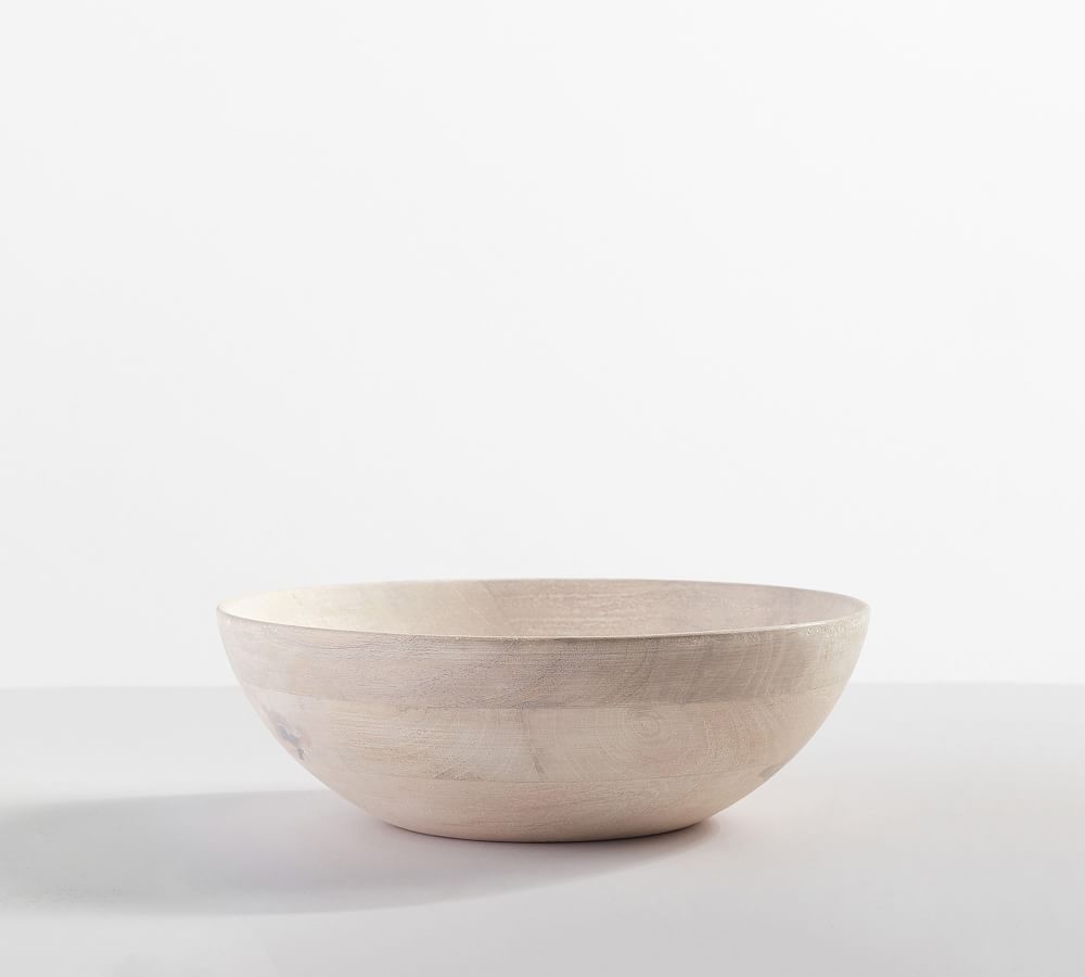 Chateau Wood Handcrafted Salad Bowls - Small 11" - White Washed