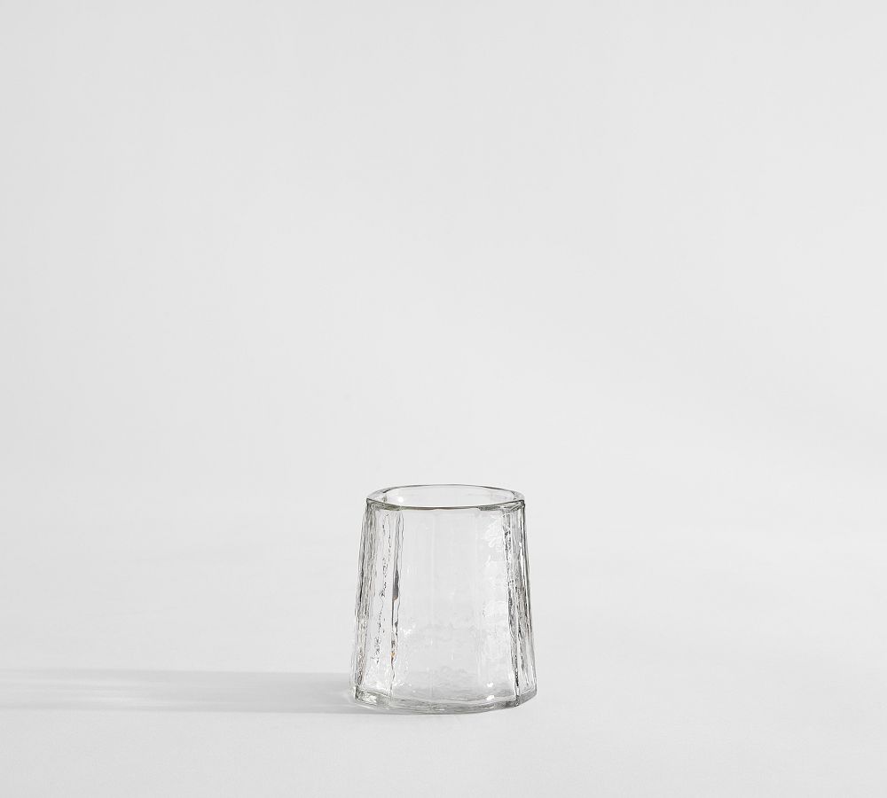 Hammered Café Recycled Hurricane Candle Holder - Small Votive, Clear