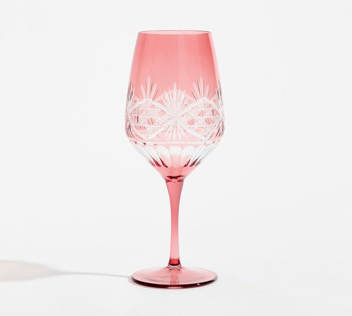 Antique Cut Wine Stem Glasses - Set of 4