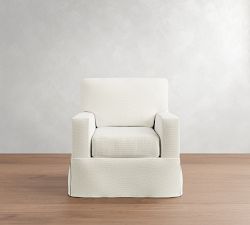 Buchanan Modern Square Arm Slipcovered Swivel Chair