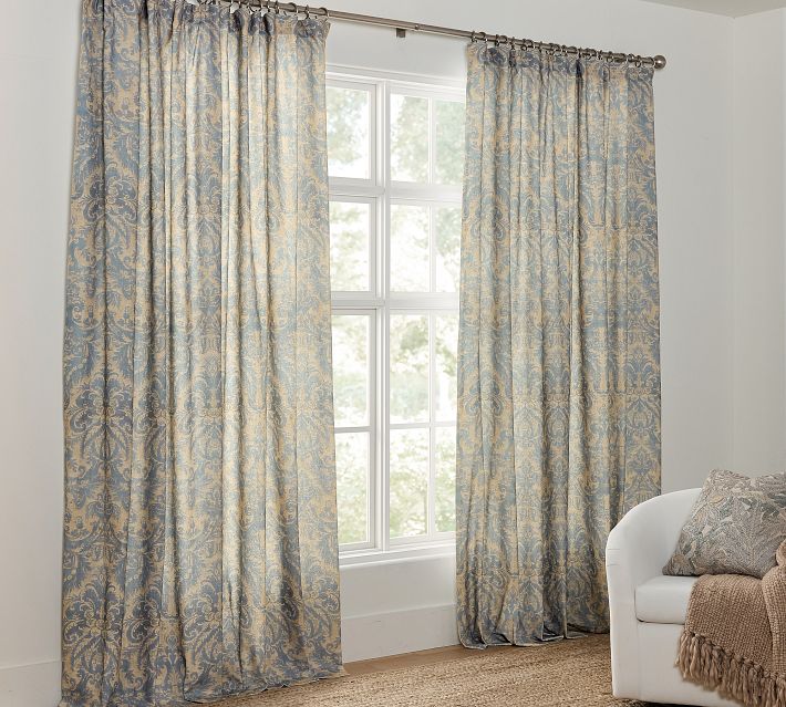 Stella Damask Print Curtain | Pottery Barn