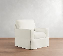 Buchanan Modern Square Arm Slipcovered Swivel Chair