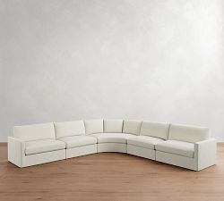 Westwood Slim Arm Slipcovered 5-Piece Curved Wedge Sectional (148")