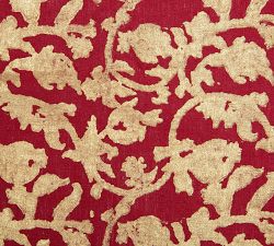 Golden Holiday Belgian Linen Blockprint Tablecloth