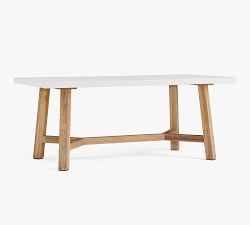 Rustic Farmhouse Concrete-Top Rectangular Outdoor Dining Table (74")