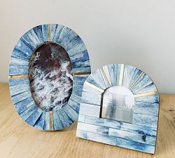 Handcrafted Sunburst Blue Bone and Brass Frames